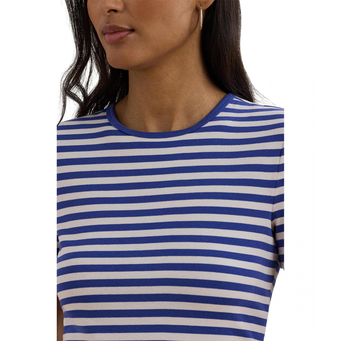 'Striped Stretch Cotton Crew Neck Tee' pour Femmes