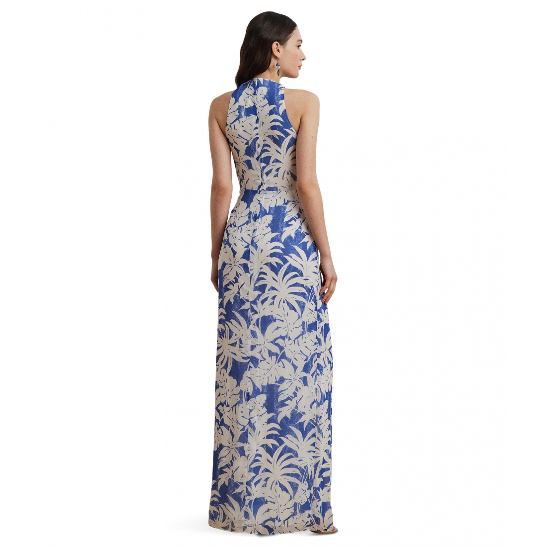 Women's 'Palm-Frond-Print Georgette Halter Gown'