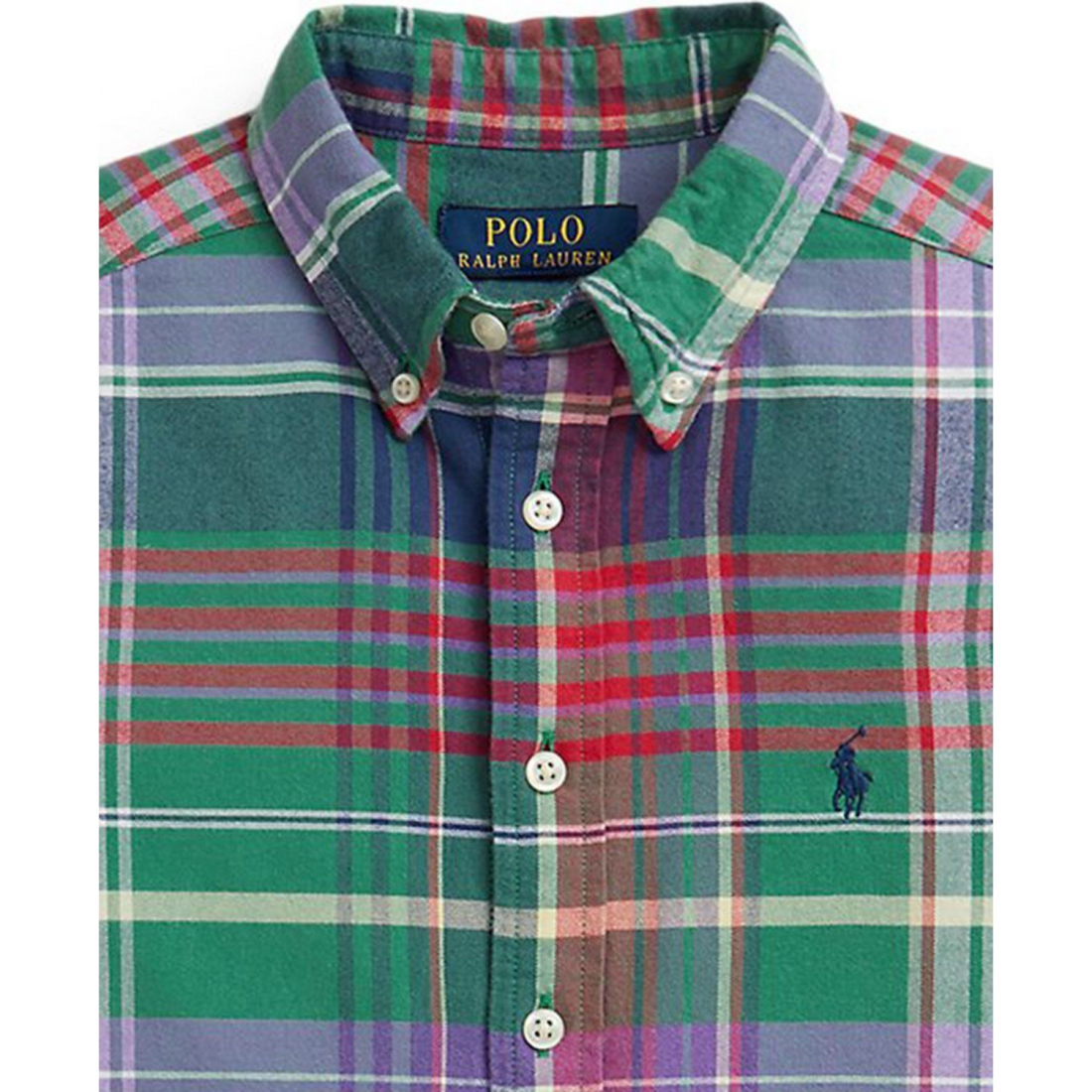 'Plaid Brushed Cotton Oxford Shirt' pour Garçons