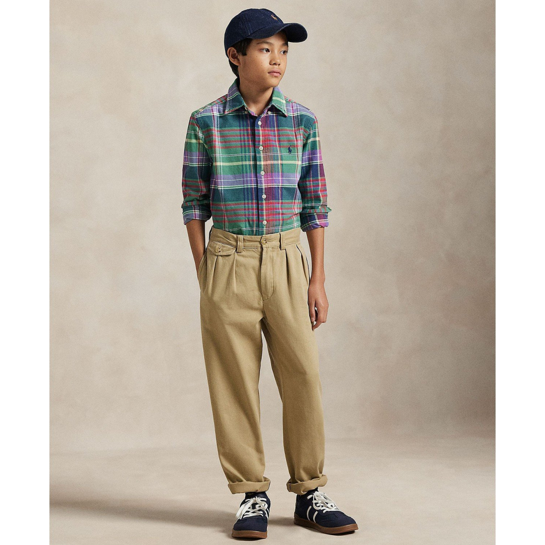 'Plaid Brushed Cotton Oxford Shirt' pour Garçons