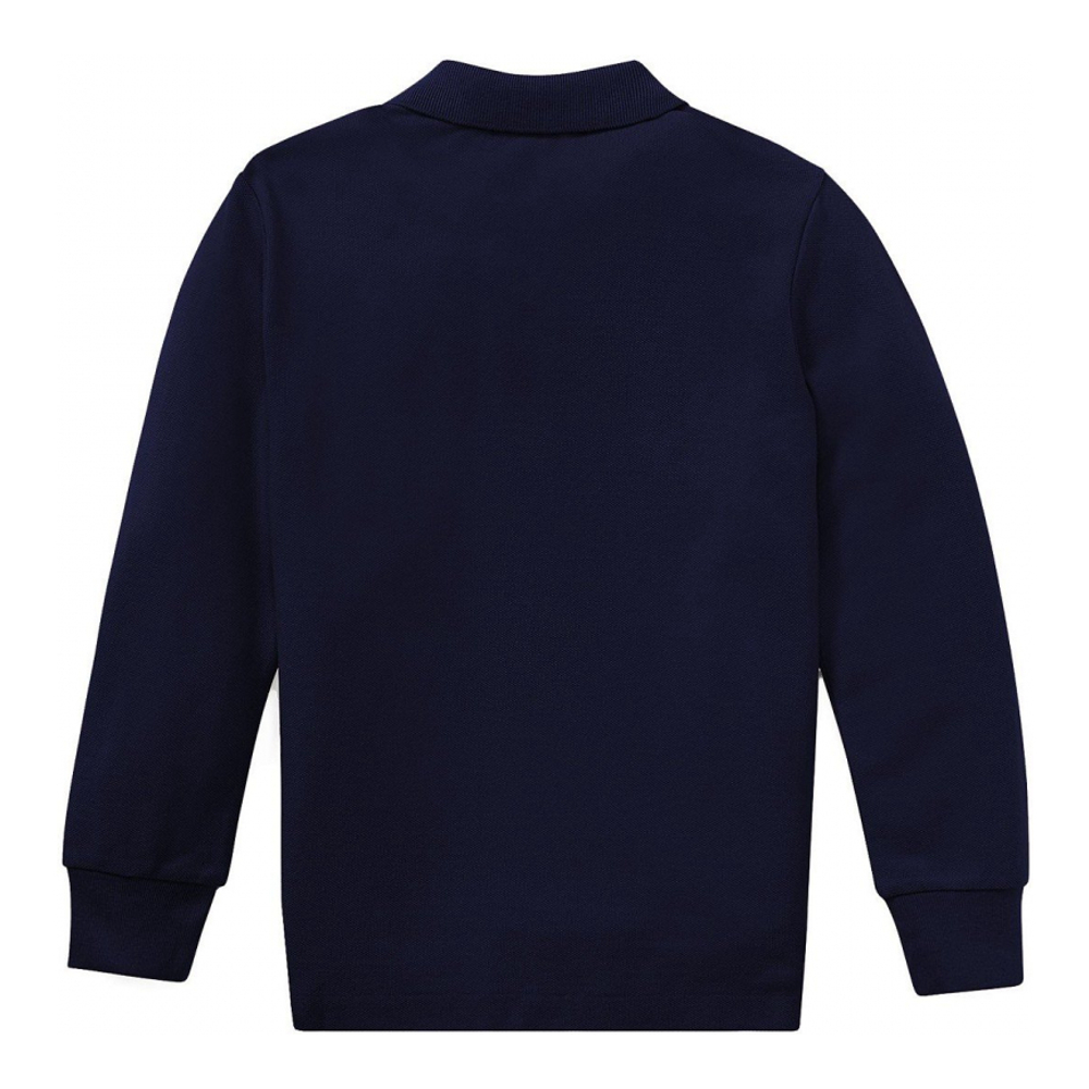 'Cotton Mesh Long Sleeve Polo Shirt' pour Garçons