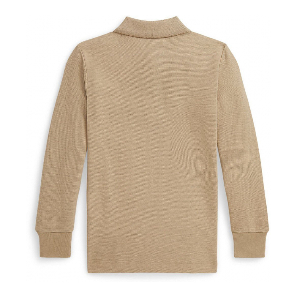 'Cotton Mesh Long Sleeve Polo Shirt' pour Garçons