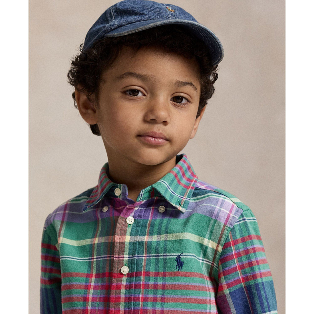 'Plaid Brushed Cotton Oxford Shirt' für Jungen