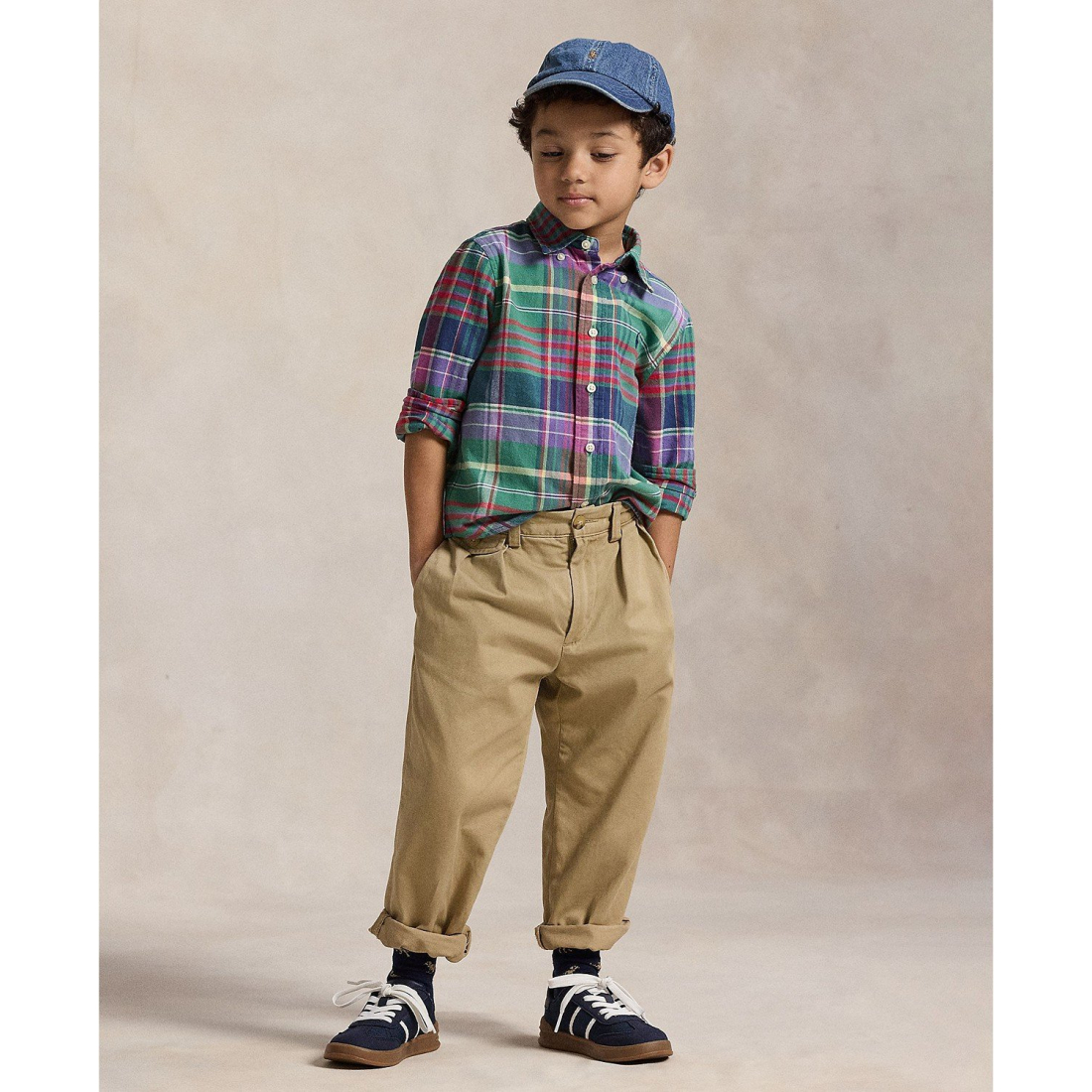'Plaid Brushed Cotton Oxford Shirt' für Jungen