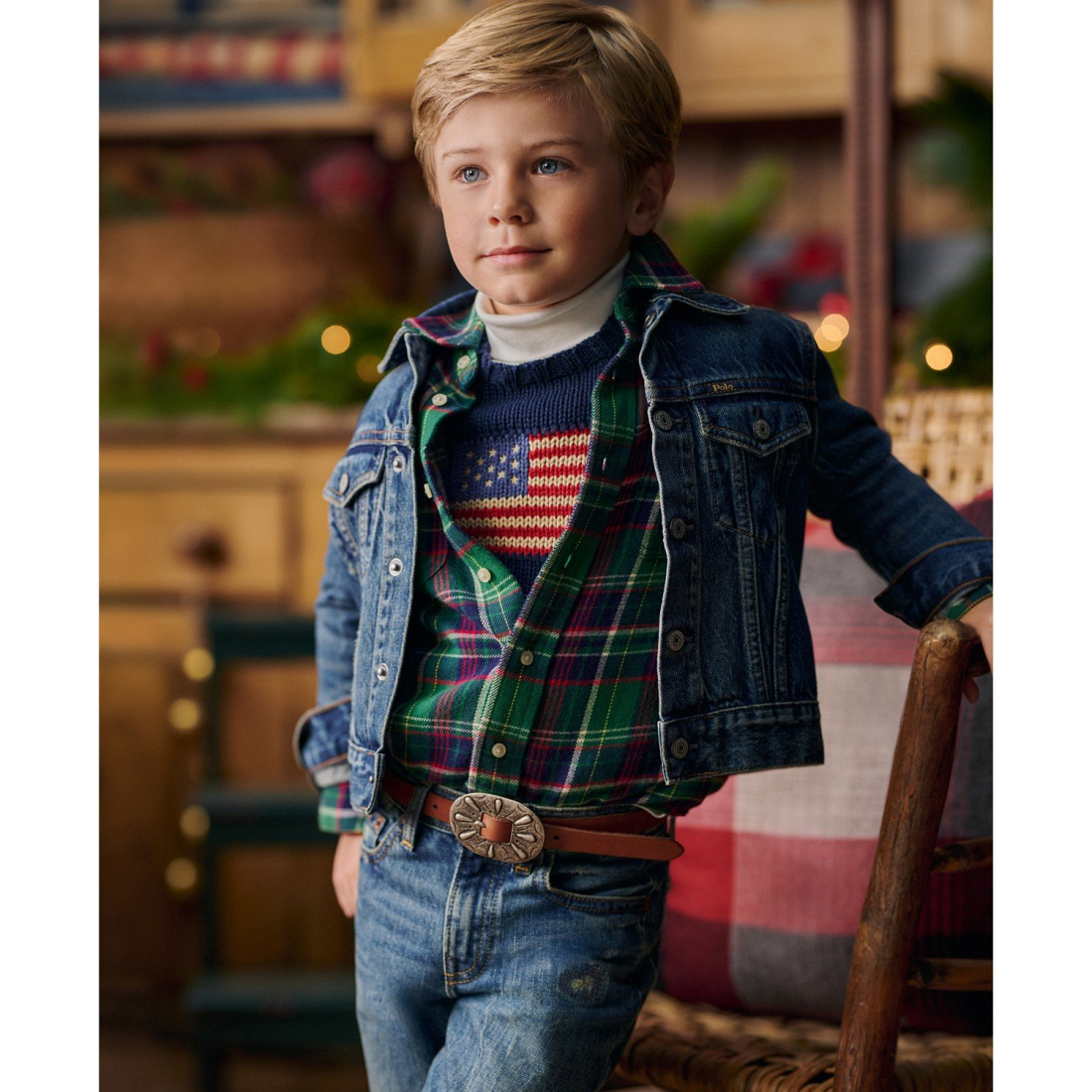 'Plaid Brushed Cotton Oxford Shirt' für Jungen