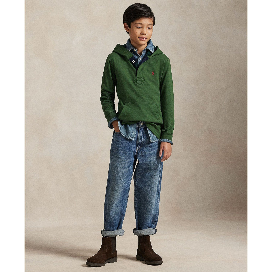 'Hooded Long Sleeve Rugby Sweatshirt' pour Garçons