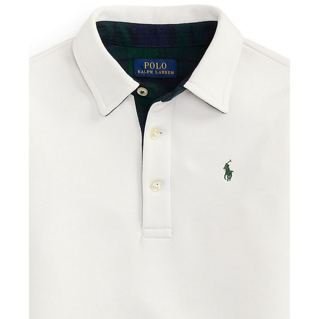 'Plaid-Trim Fleece Polo-Collar Sweatshirt' pour Garçons