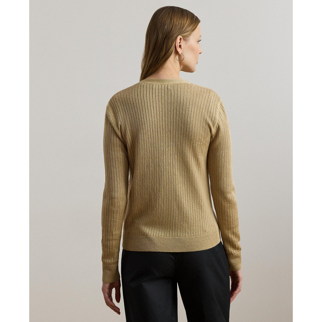 'Rib-Knit Linen-Blend V-Neck Cardigan' pour Femmes