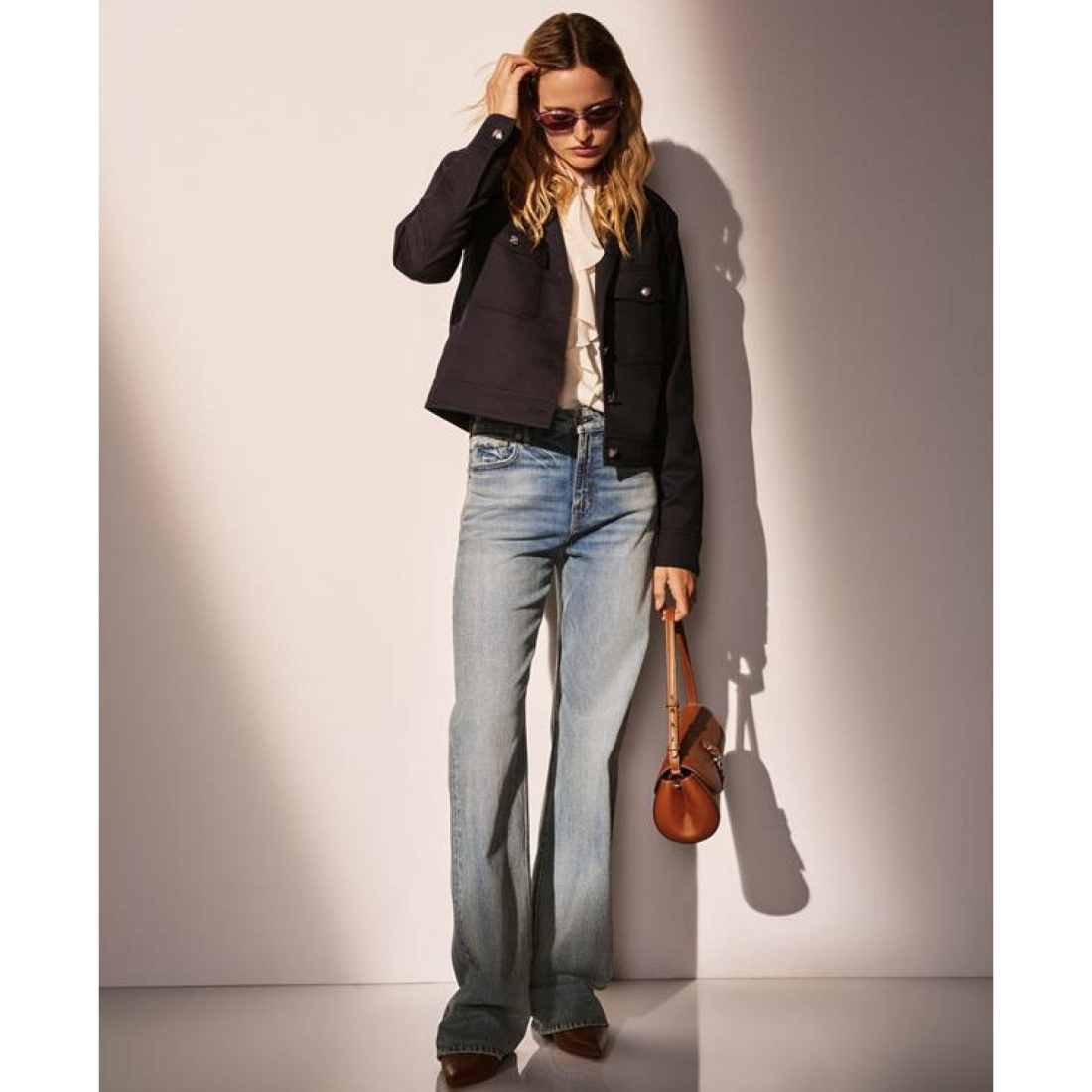 'Ruffle-Trimmed Georgette Tunic' pour Femmes