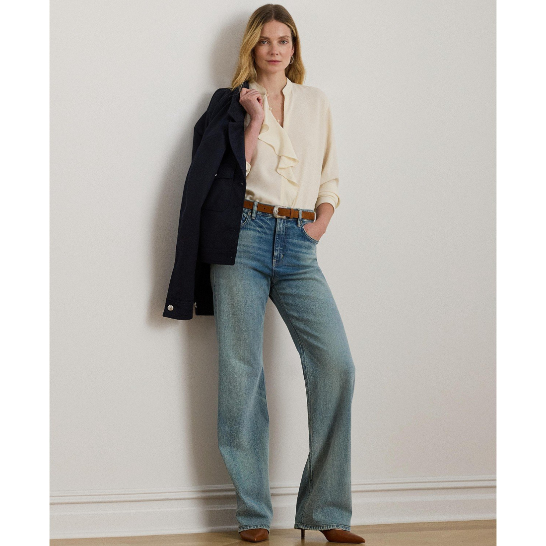 'Ruffle-Trimmed Georgette Tunic' pour Femmes