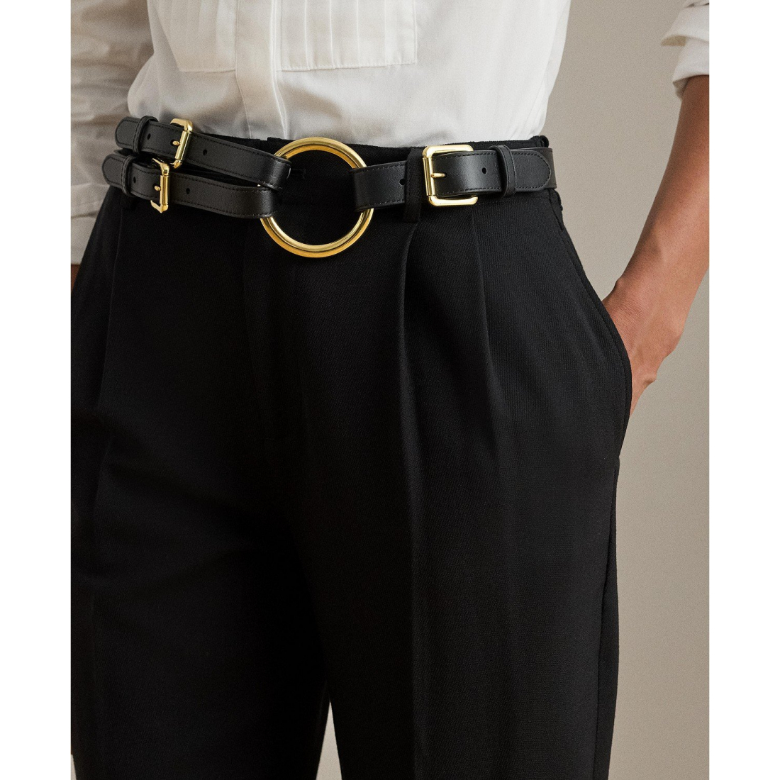 'Knee Patch Detail High Rise Pants' pour Femmes