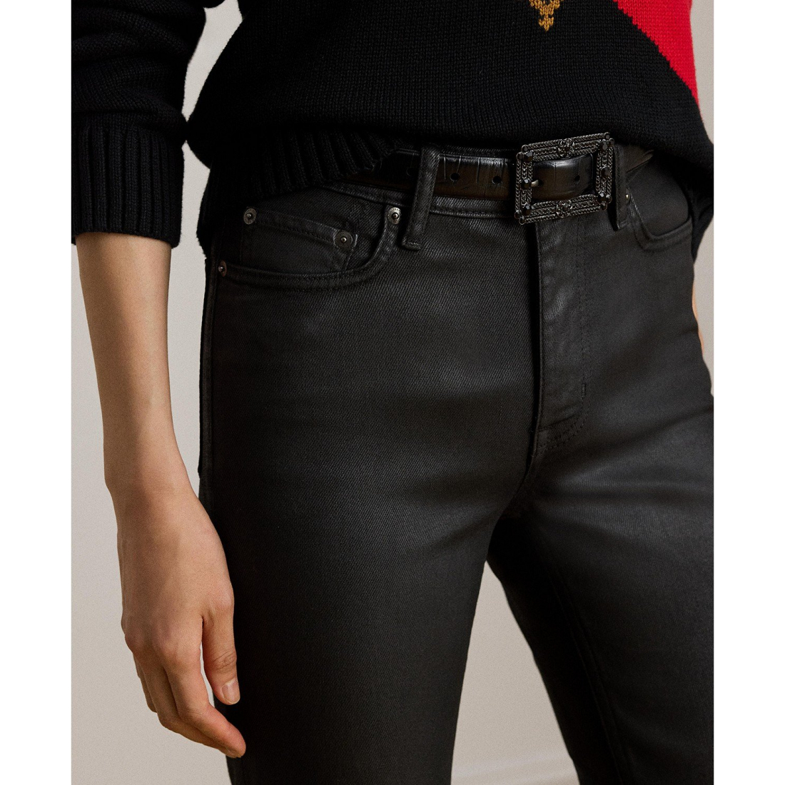 'Coated Straight Ankle Jeans' pour Femmes