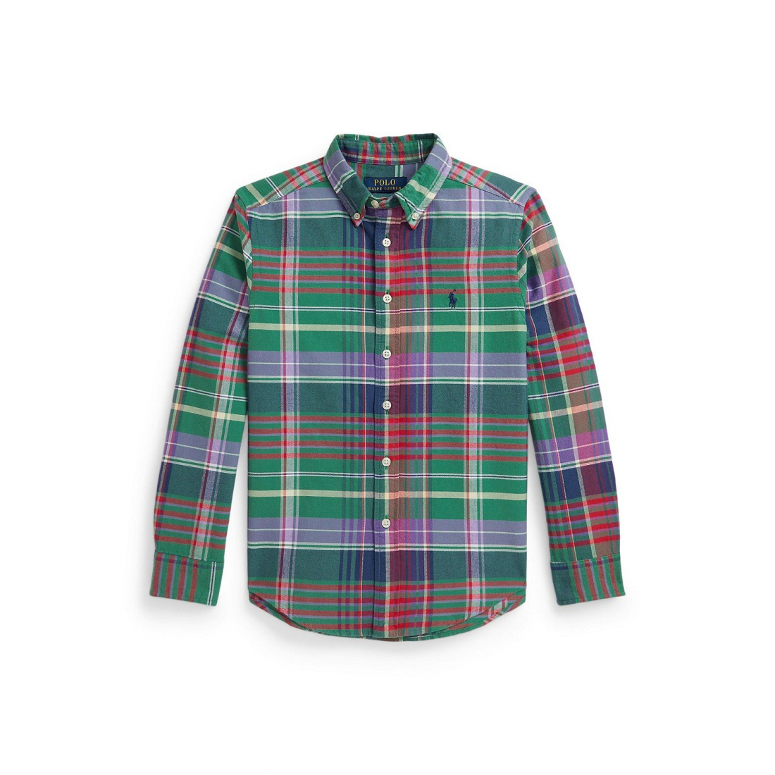 'Plaid Brushed Cotton Oxford Shirt' pour Garçons