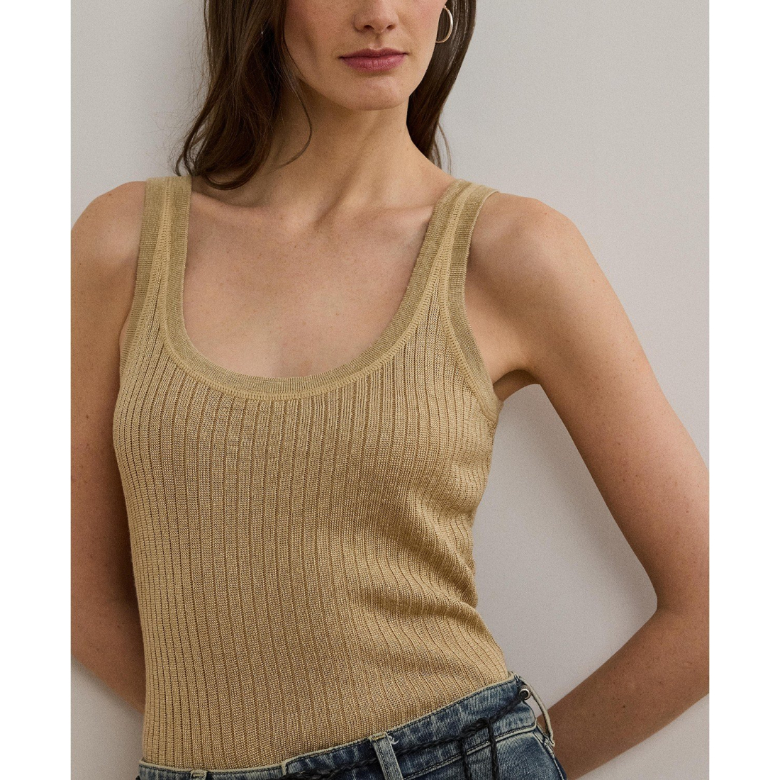 Women's 'Rib-Knit Linen-Blend Sweater Tank Top'