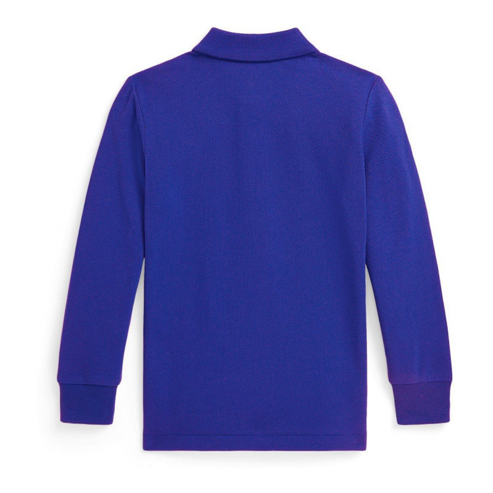 'Cotton Mesh Long Sleeve Polo Shirt' pour Garçons