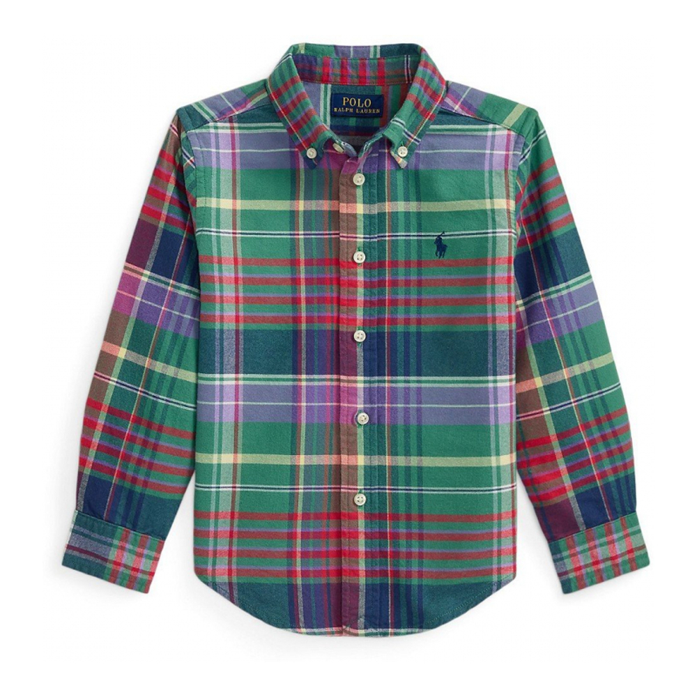 'Plaid Brushed Cotton Oxford Shirt' für Jungen