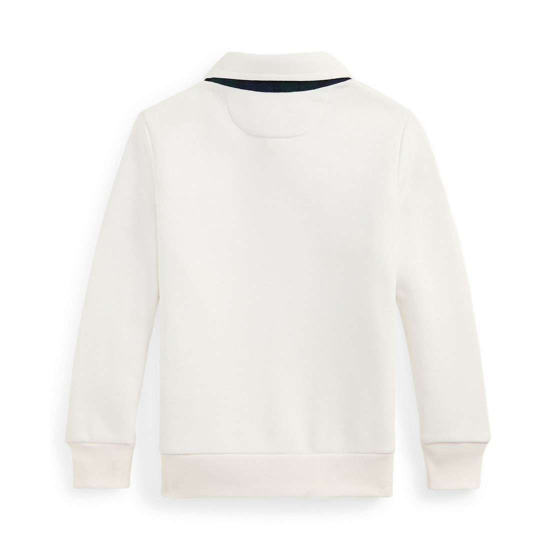 'Plaid-Trim Fleece Polo-Collar Sweatshirt' pour Garçons