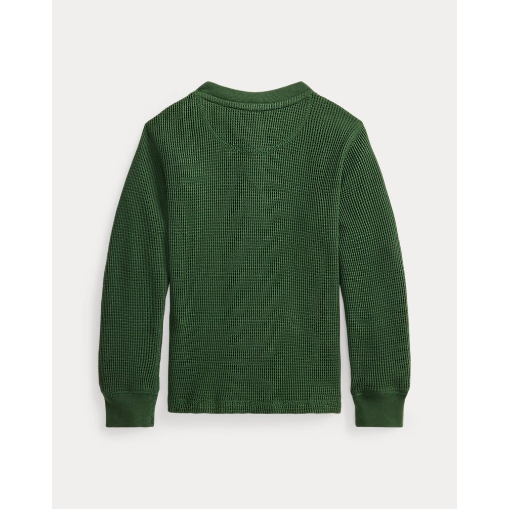 'Waffle-Knit Cotton Henley Shirt' pour Garçons