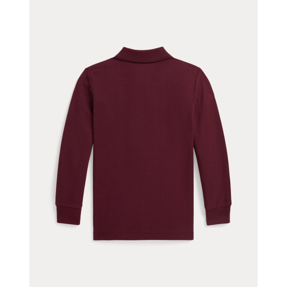 'Cotton Mesh Long-Sleeve Polo Shirt' pour Garçons