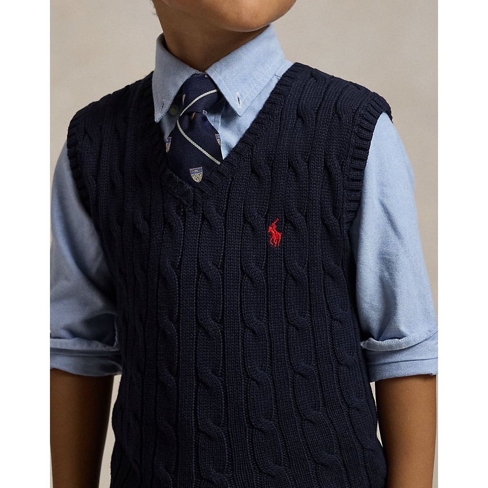 'Cable-Knit Cotton Sweater Vest' pour Garçons