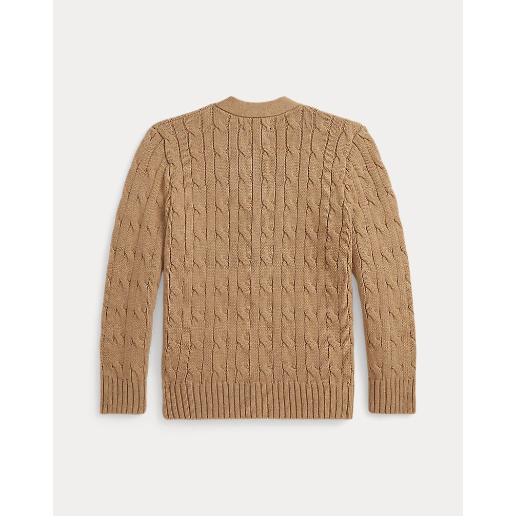 'Cable-Knit Cotton V-Neck Cardigan' pour Garçons