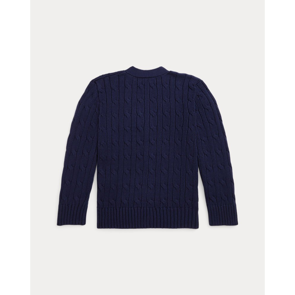 'Cable-Knit Cotton V-Neck Cardigan' pour Garçons