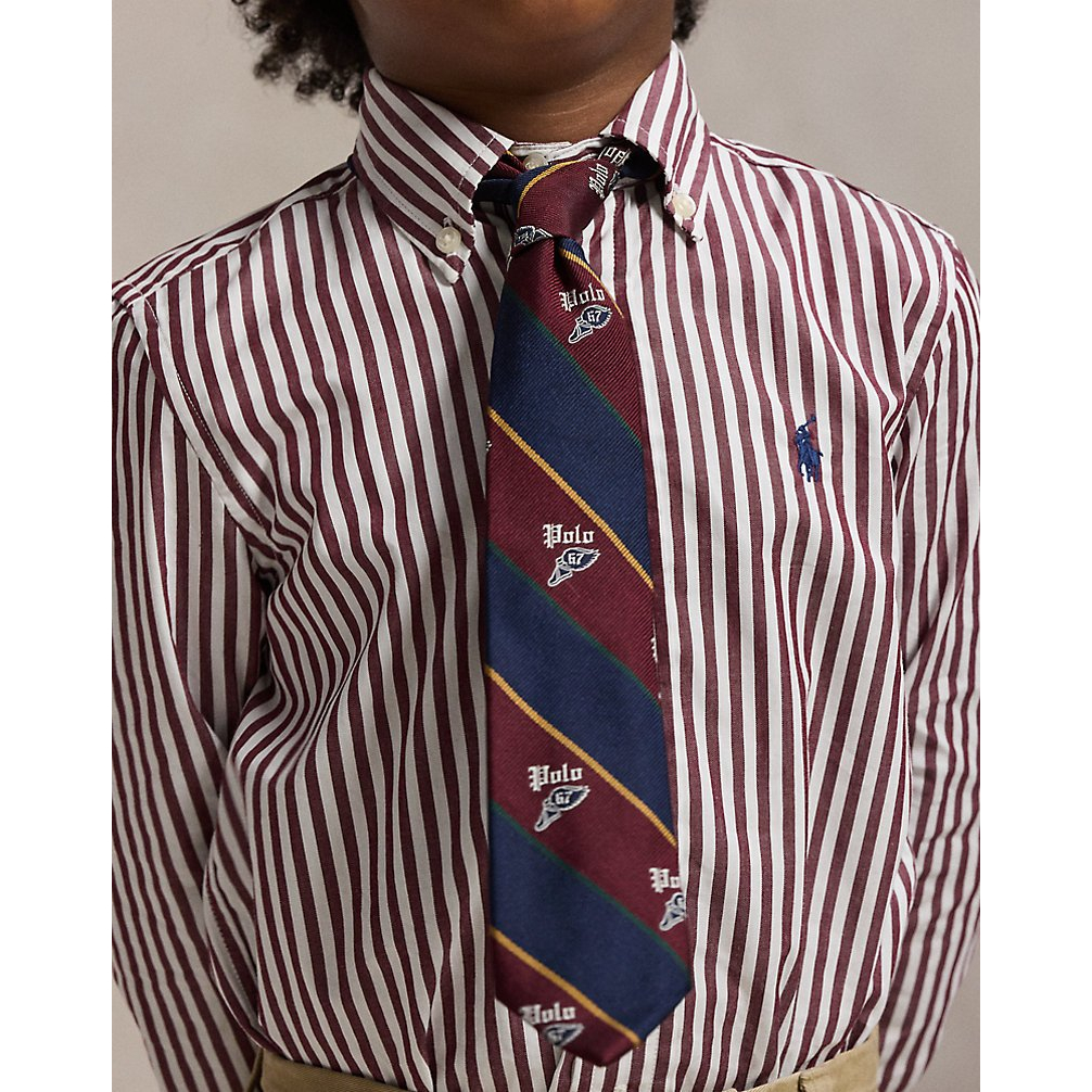 'Striped Cotton Poplin Shirt' für Jungen