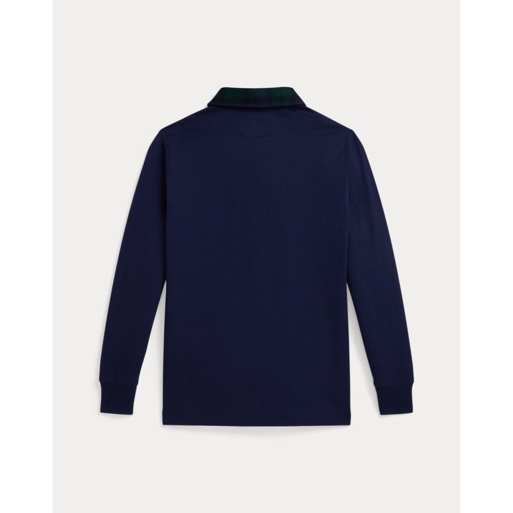 'Plaid-Collar Cotton Jersey Rugby Shirt' pour Garçons