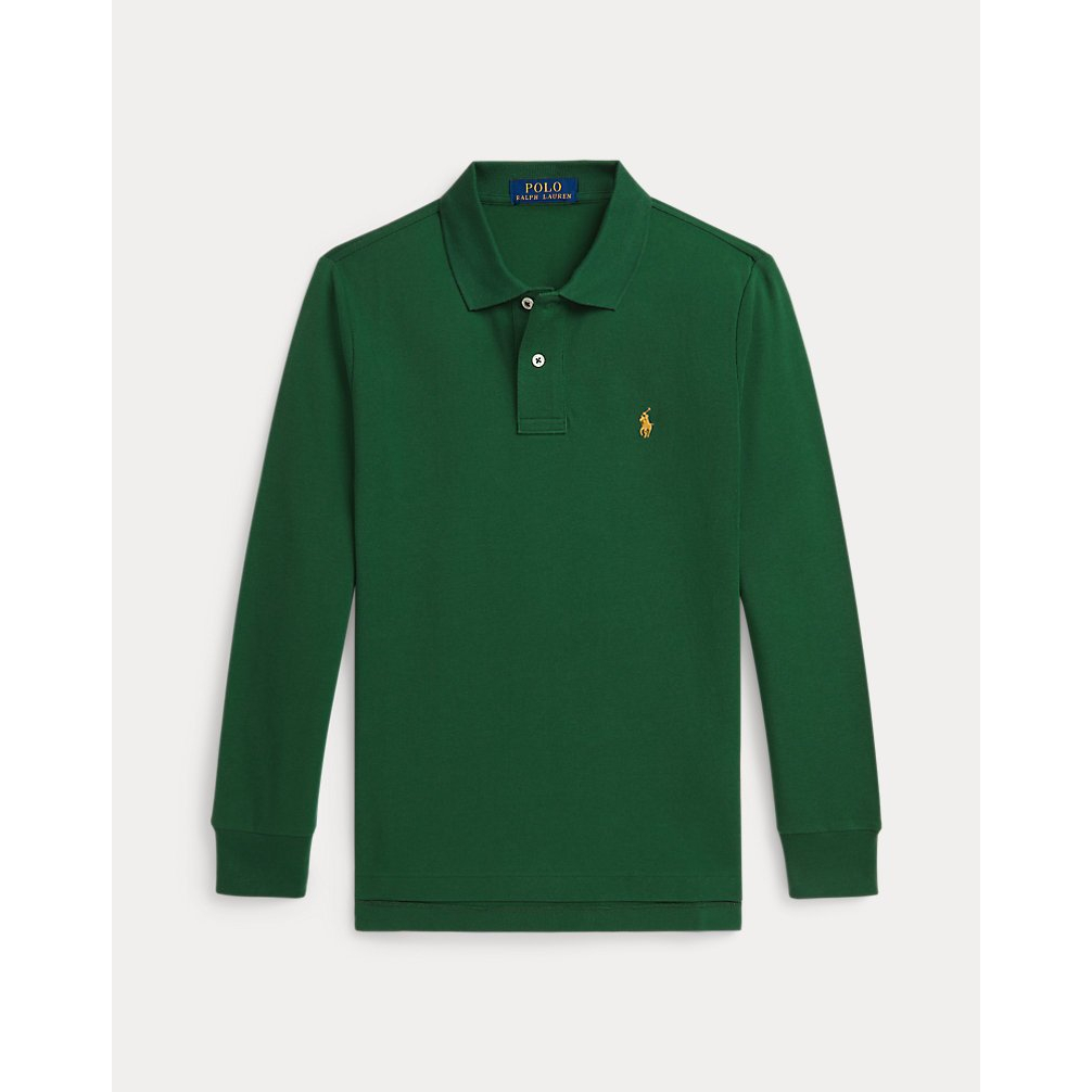 'Cotton Mesh Long-Sleeve Polo Shirt' für Jungen