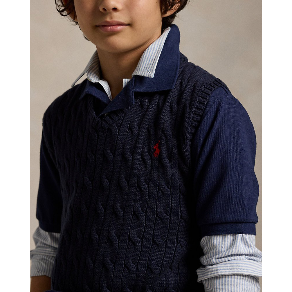 'Cable-Knit Cotton Sweater Vest' pour Garçons