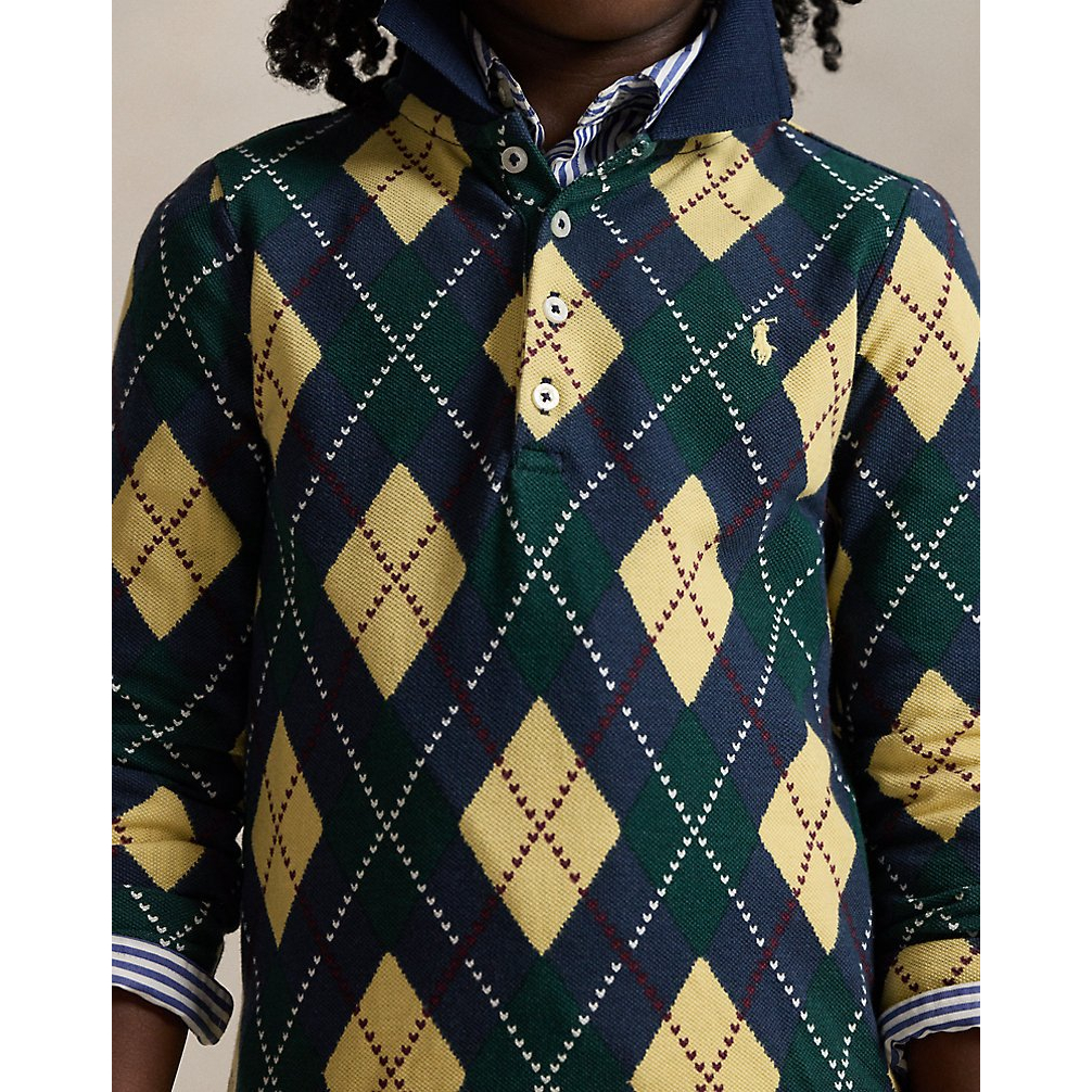 Girl's 'Argyle Stretch Mesh Polo Dress'