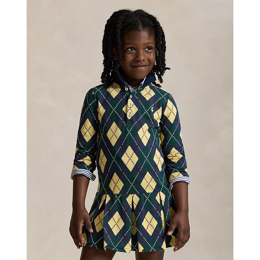 Girl's 'Argyle Stretch Mesh Polo Dress'