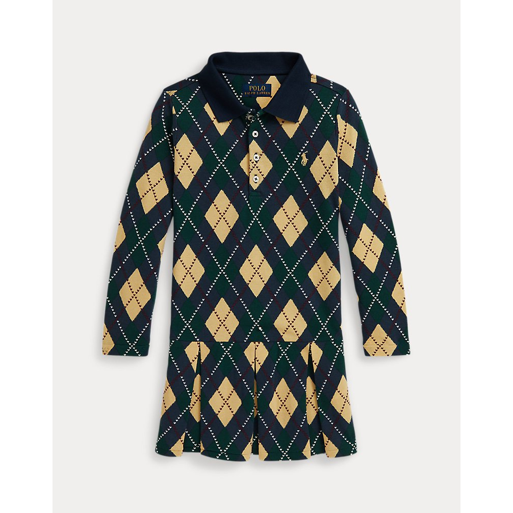 Girl's 'Argyle Stretch Mesh Polo Dress'