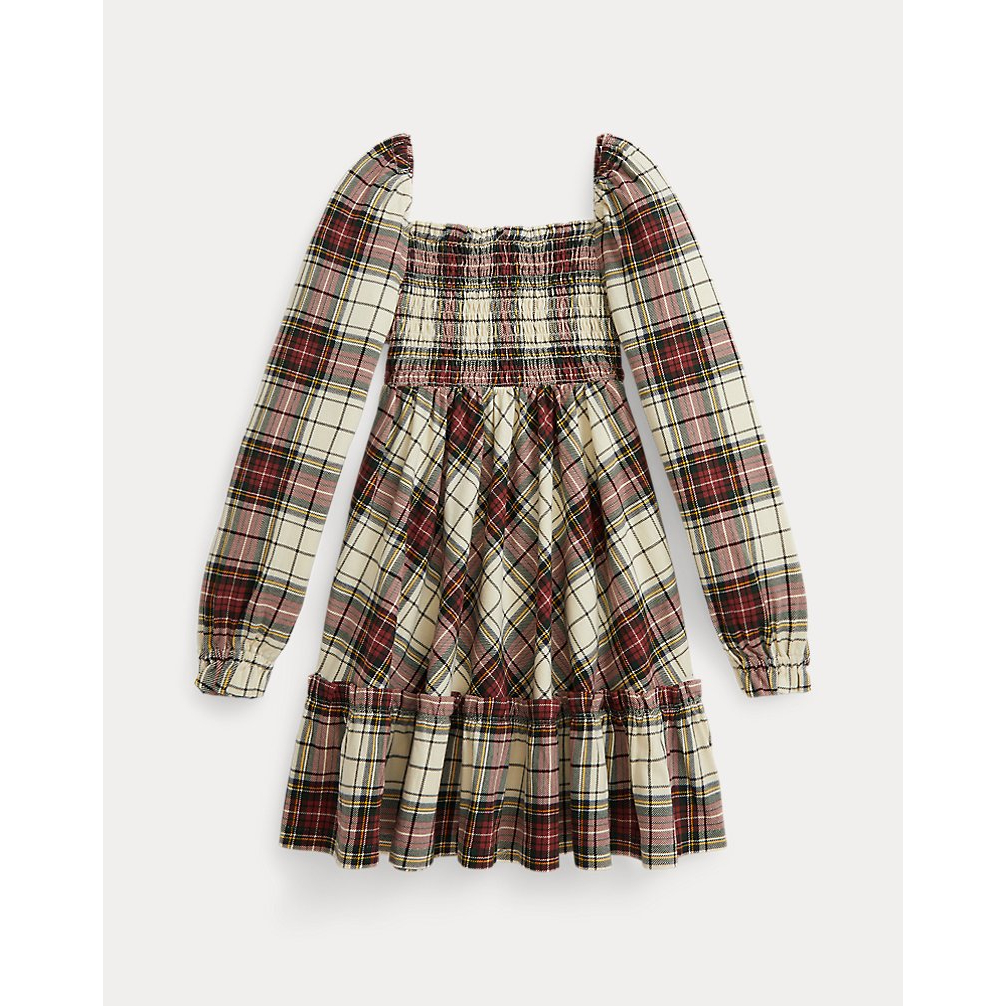 'Plaid Ruffled Cotton Jersey Dress' pour Filles