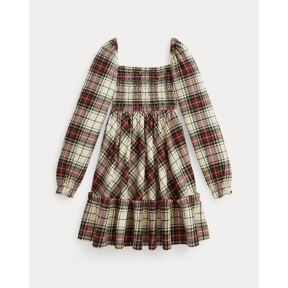 'Plaid Ruffled Cotton Jersey Dress' pour Filles