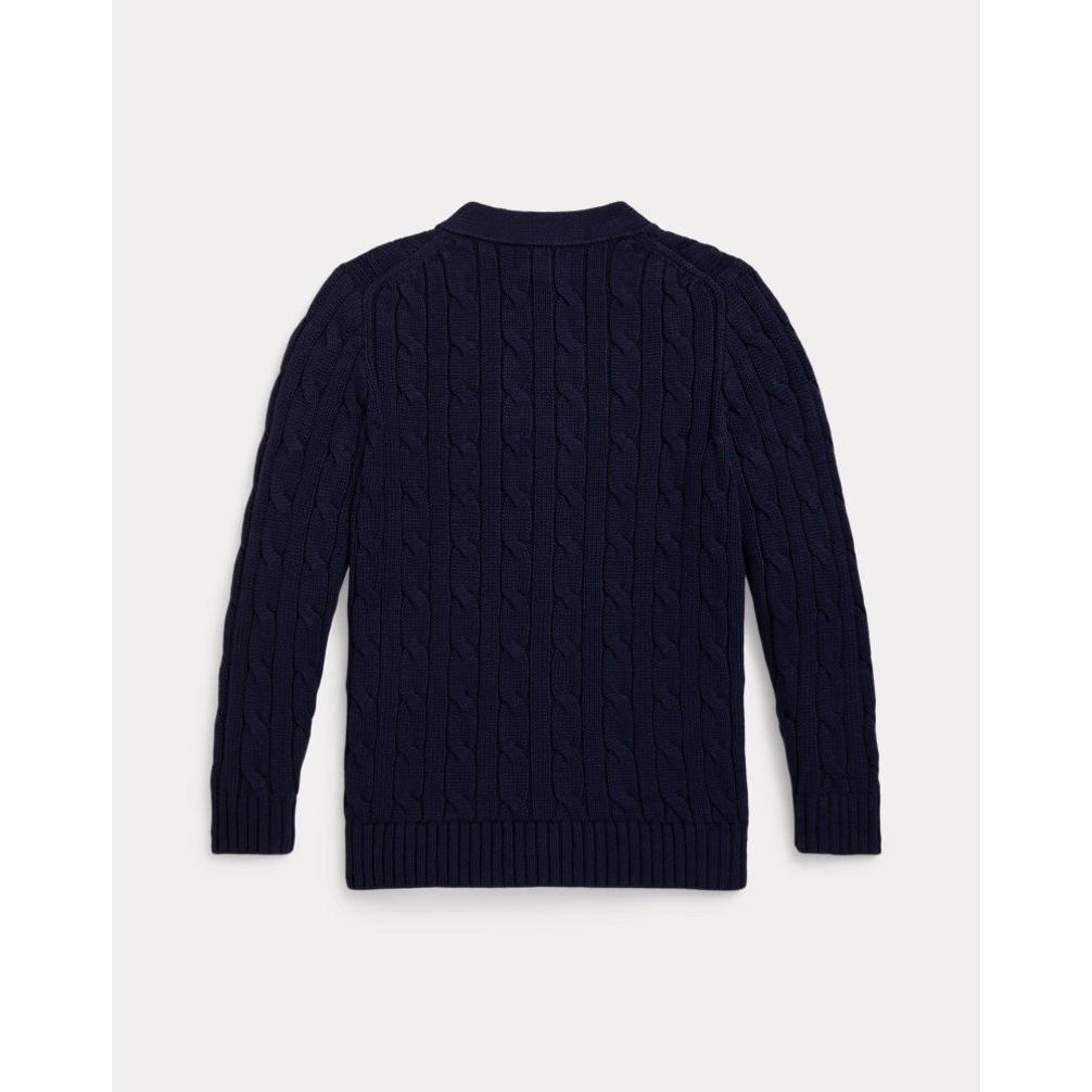 'Cable-Knit Cotton V-Neck Cardigan' pour Filles