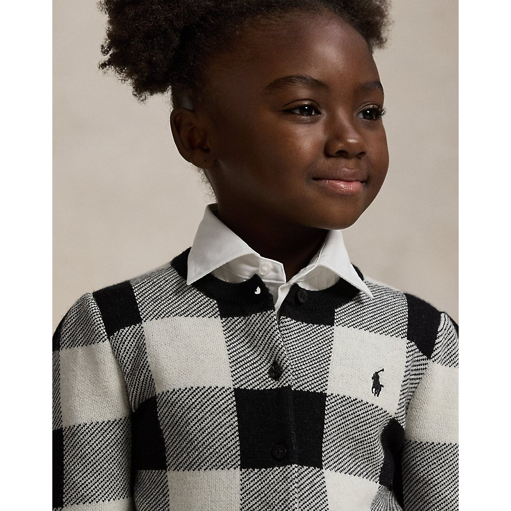 'Buffalo Check Wool Cardigan & Skirt Set' pour Filles