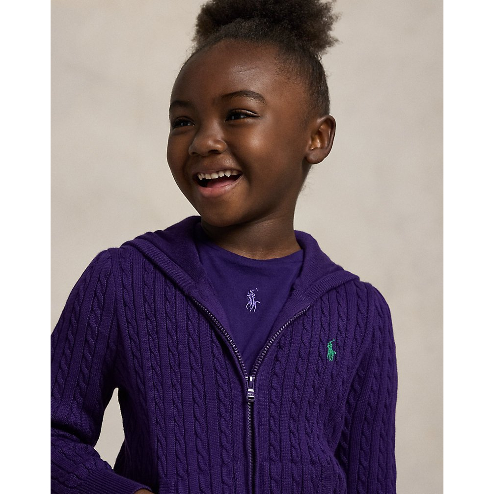 Girl's 'Mini-Cable Cotton Full-Zip Hoodie'