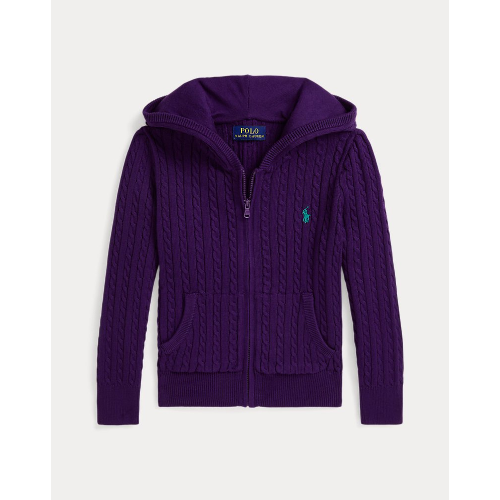 Girl's 'Mini-Cable Cotton Full-Zip Hoodie'