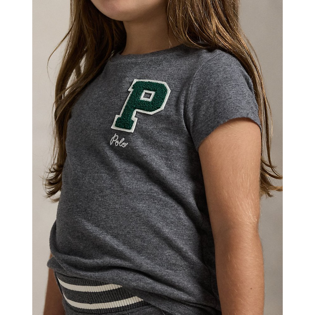 Girl's 'Cotton Jersey Letterman Tee'