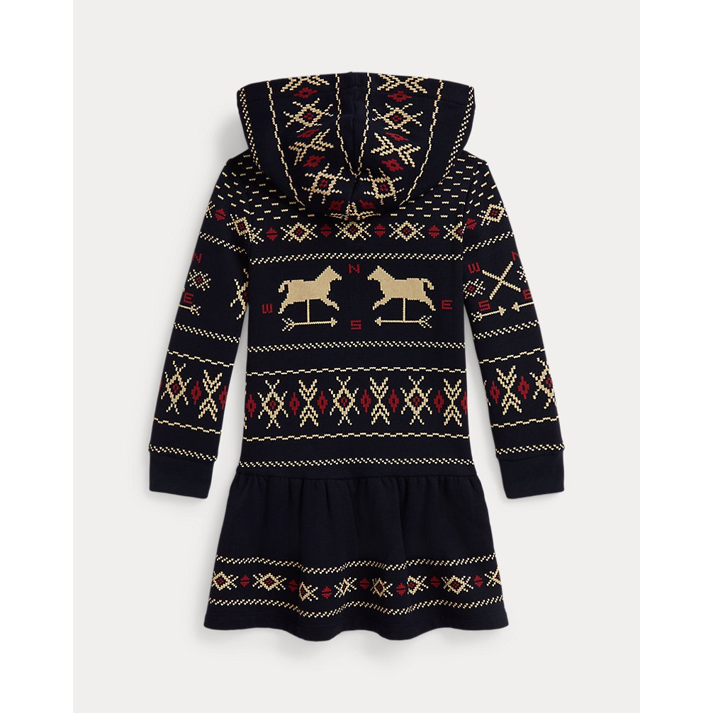 Girl's 'Patterned Fleece Hooded Dress'