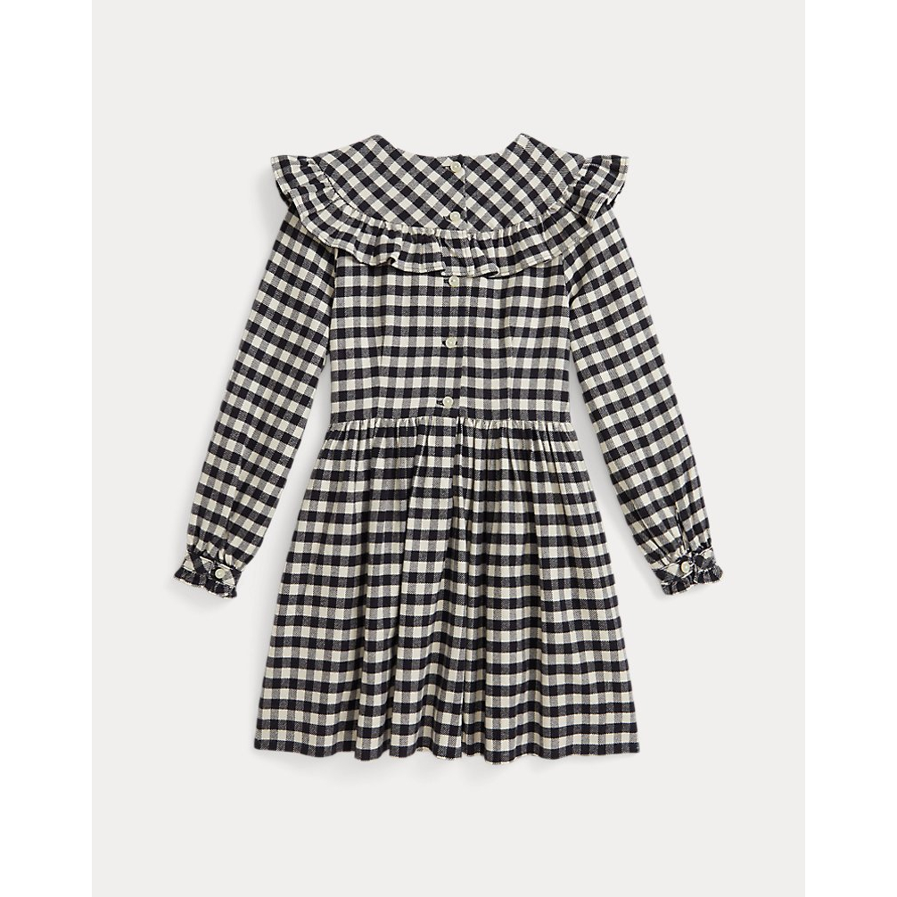 'Buffalo Check Ruffled Cotton Twill Dress' pour Filles