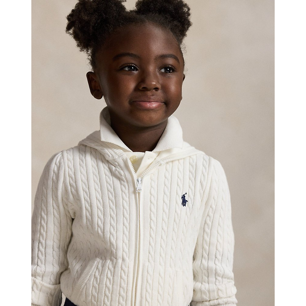 Girl's 'Mini-Cable Cotton Full-Zip Hoodie'