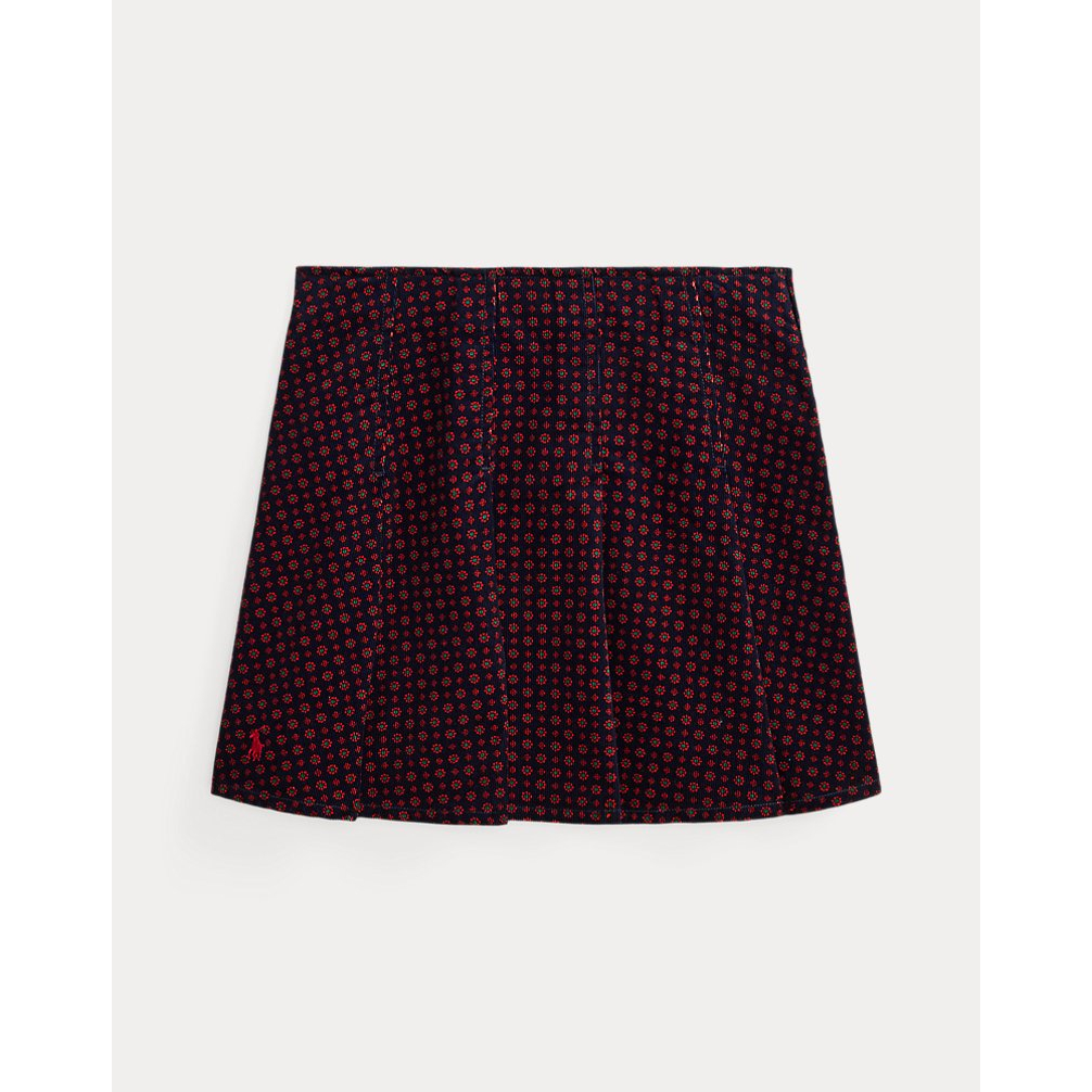 Girl's 'Floral Pleated Corduroy Skirt'