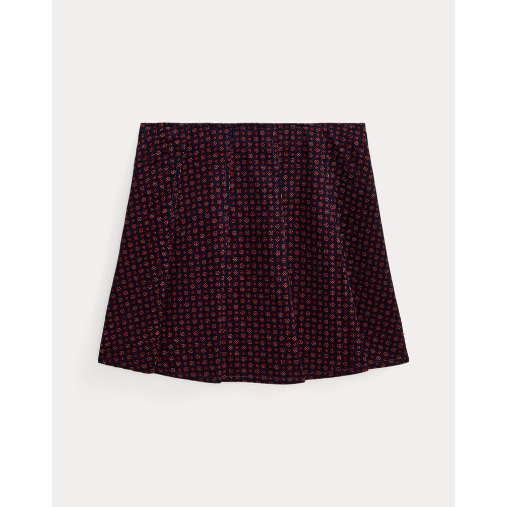 Girl's 'Floral Pleated Corduroy Skirt'