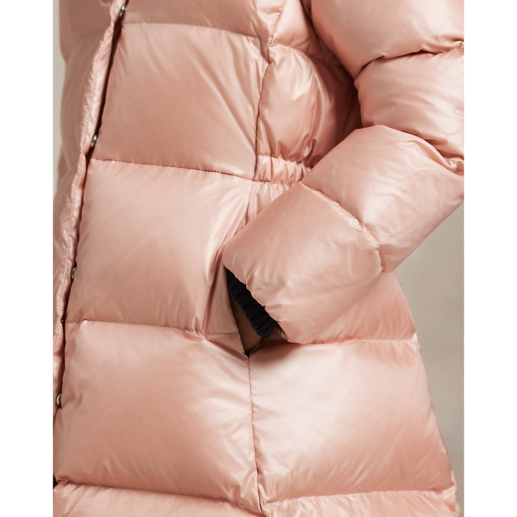 Girl's 'Metallic Down Hooded Long Jacket'