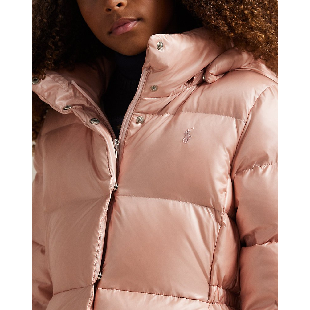 Girl's 'Metallic Down Hooded Long Jacket'