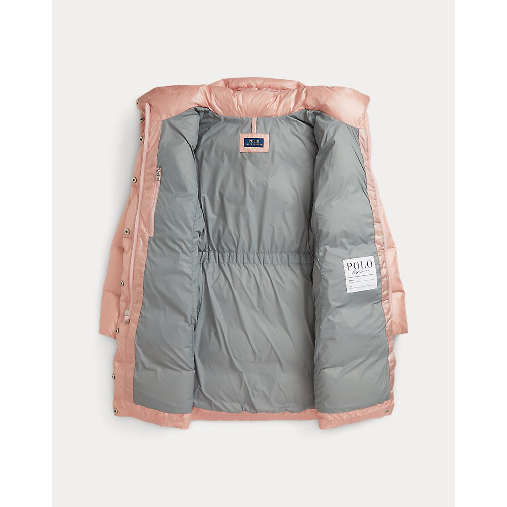 Girl's 'Metallic Down Hooded Long Jacket'