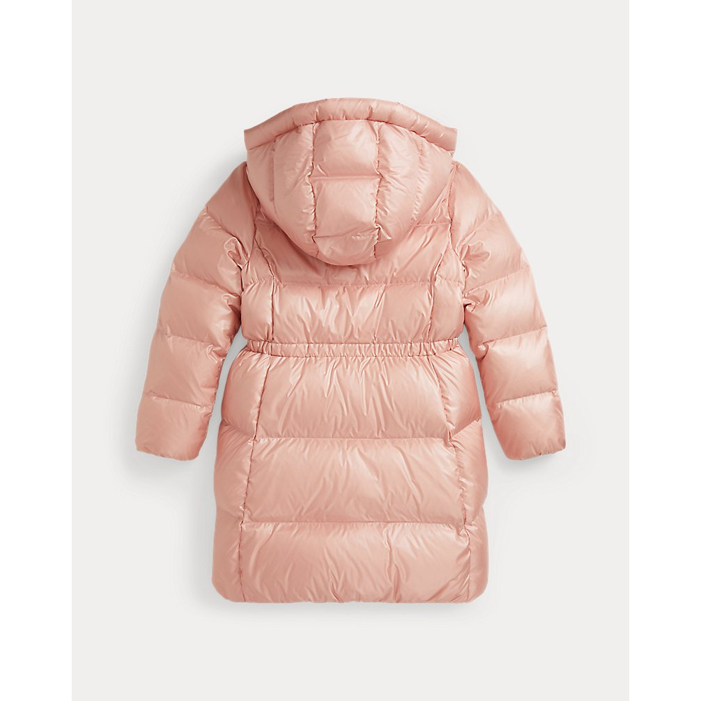 Girl's 'Metallic Down Hooded Long Jacket'