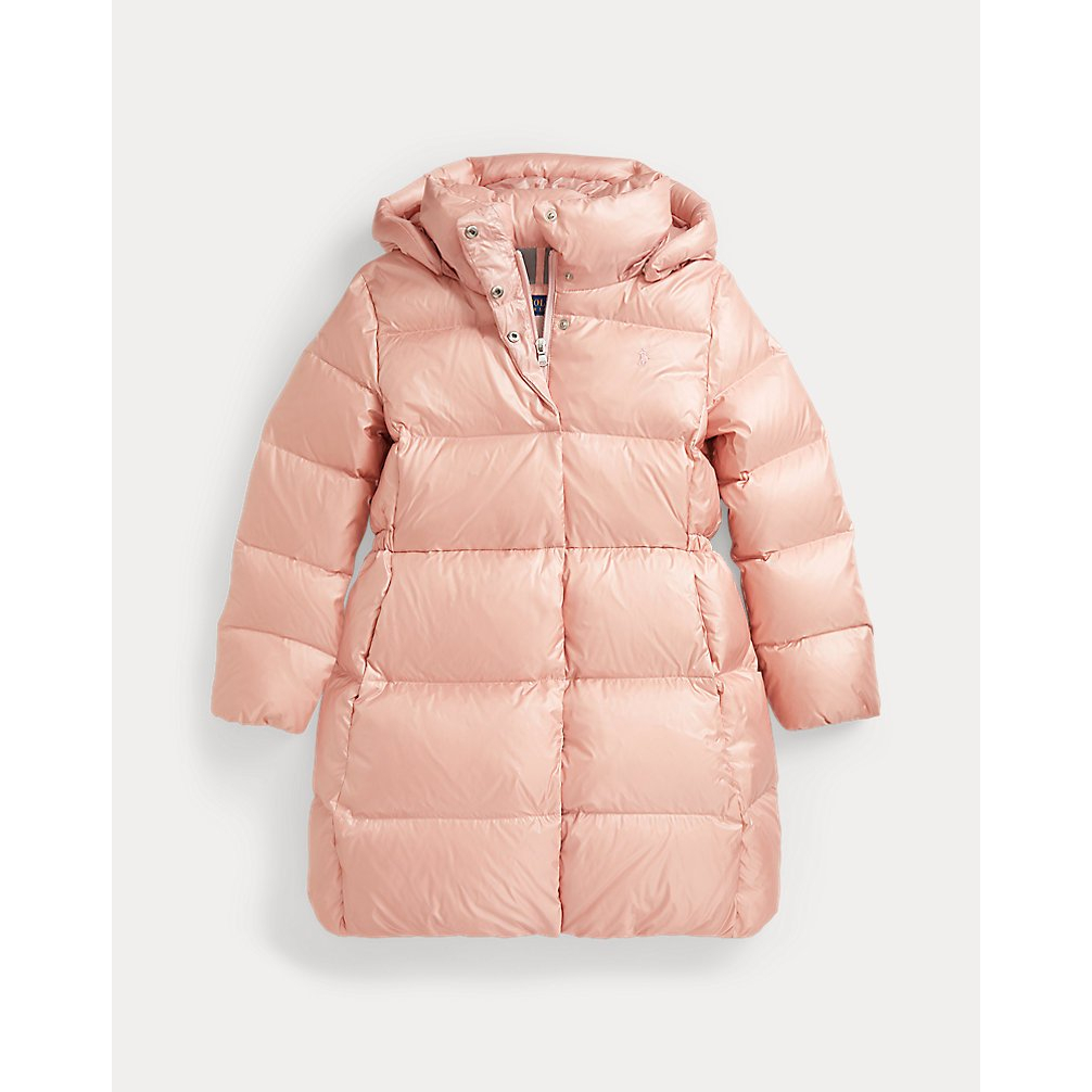 Girl's 'Metallic Down Hooded Long Jacket'